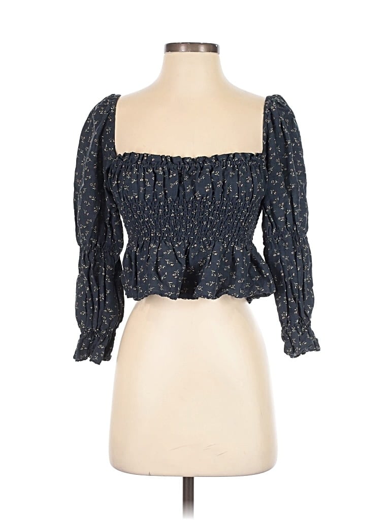 Pre-owned Kourt 3/4 Sleeve Blouse In Blue