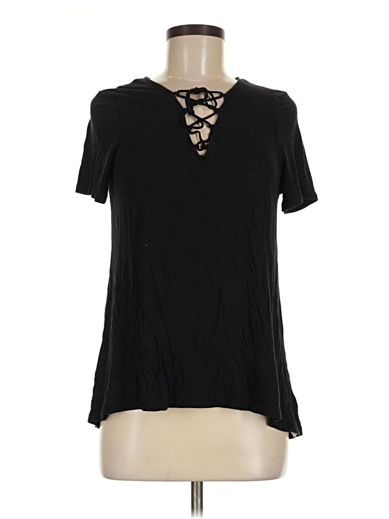 Pre-owned Old Navy Short Sleeve Top Black Keyhole Neckline Tops