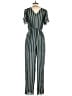 Charlotte Russe 100% Polyester Stripes Green Jumpsuit Size M - photo 2