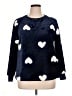 Ann Taylor LOFT 100% Polyester Hearts Blue Pullover Sweater Size L - photo 1
