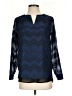 The Limited 100% Polyester Chevron-herringbone Blue Long Sleeve Blouse Size XS - photo 1