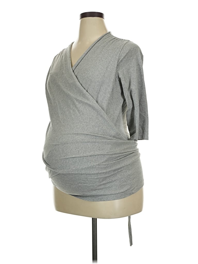 Pre-owned Seraphine 3/4 Sleeve Top Gray Cowl Neck Tops