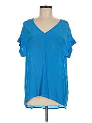 Lavender Brown Short Sleeve Silk Top (view 1)