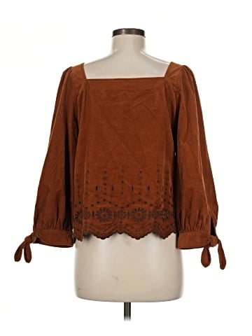 Madewell Embroidered Eyelet Corduroy Tie-Sleeve Top (view 2)