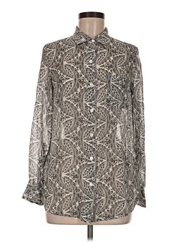 Theory Long Sleeve Silk Top (view 1)