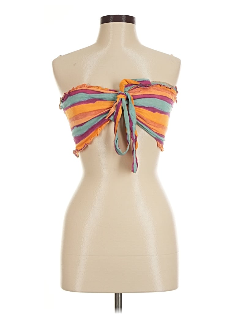 Pre-owned Lulus Sleeveless Top Orange Strapless Neckline Tops