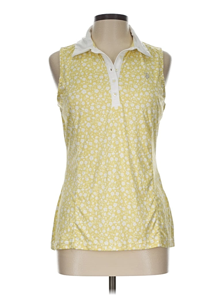 Pre-owned U.s. Polo Assn Sleeveless Polo In Yellow