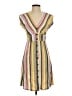 Ann Taylor LOFT 100% Viscose Stripes Yellow Casual Dress Size 00 - photo 1