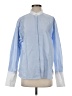 Unsubscribed 100% Cotton Color Block Blue Long Sleeve Blouse Size S - photo 1