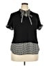 Elle Houndstooth Black Short Sleeve Blouse Size XXL - photo 1