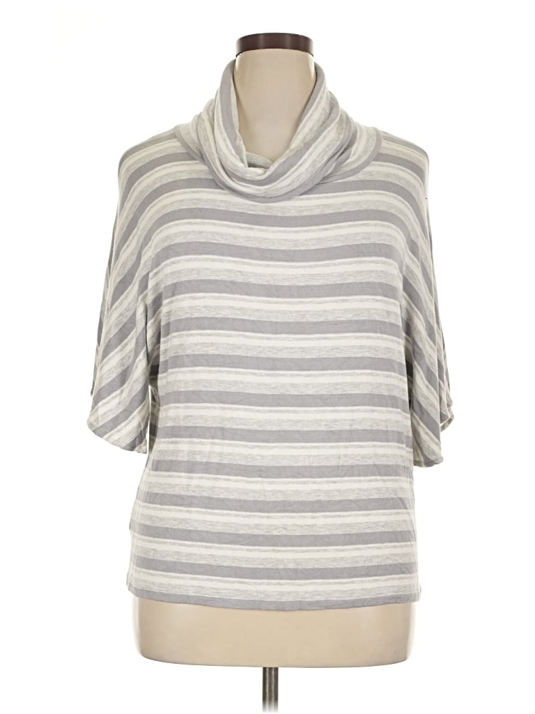 Pre-owned Lou & Grey Short Sleeve Turtleneck In Silver