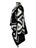 8 Red Butterflies 100% Acrylic Houndstooth Black Poncho Size M - photo 5