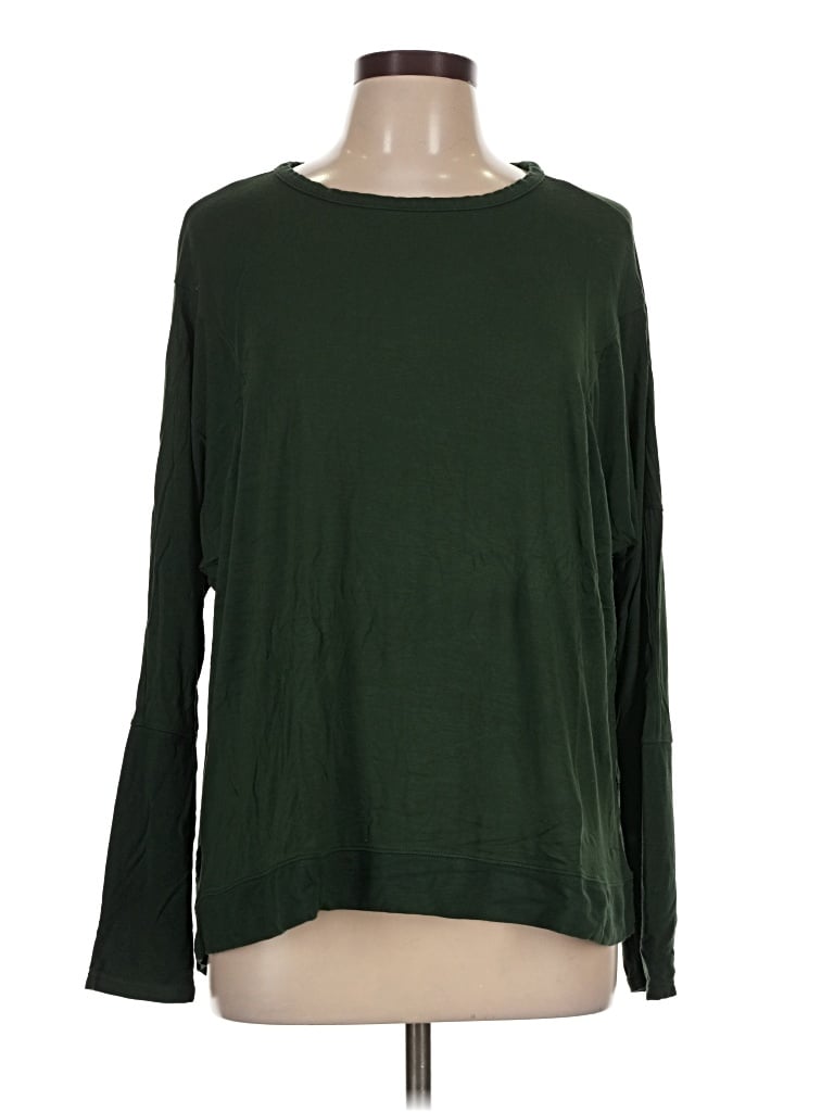 Pre-owned Zella Long Sleeve Top Green Crew Neck Tops