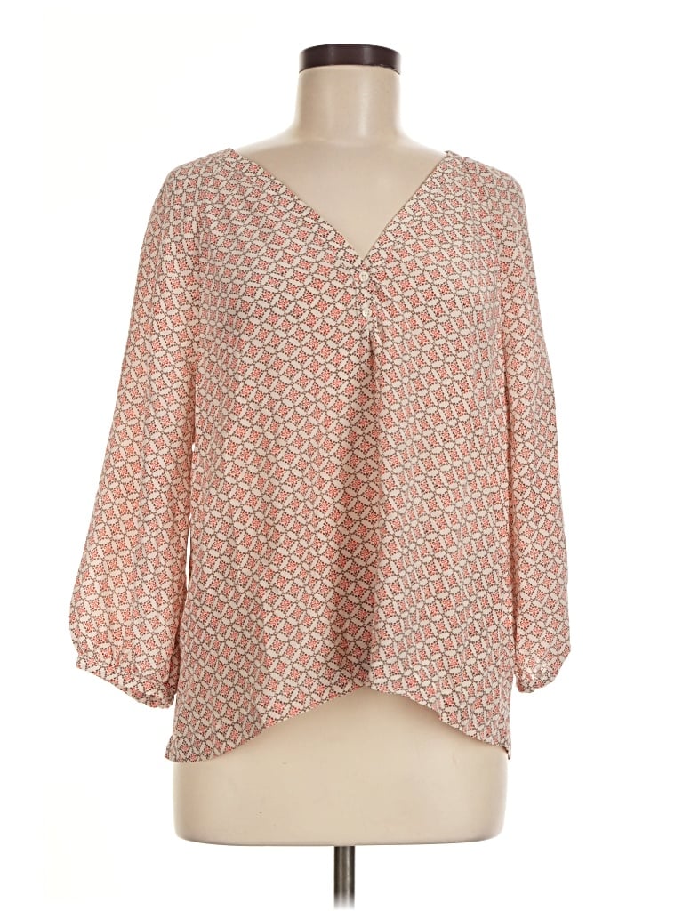 Pre-owned Joie 3/4 Sleeve Silk Top Orange V-neck Tops