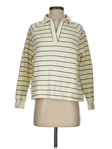 Madewell Betterterry Polo Sweatshirt in Stripe (view 1)