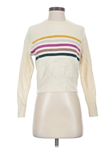 Madewell (Re)sponsible Cashmere Shrunken Sweatshirt in Placed Stripe (view 1)