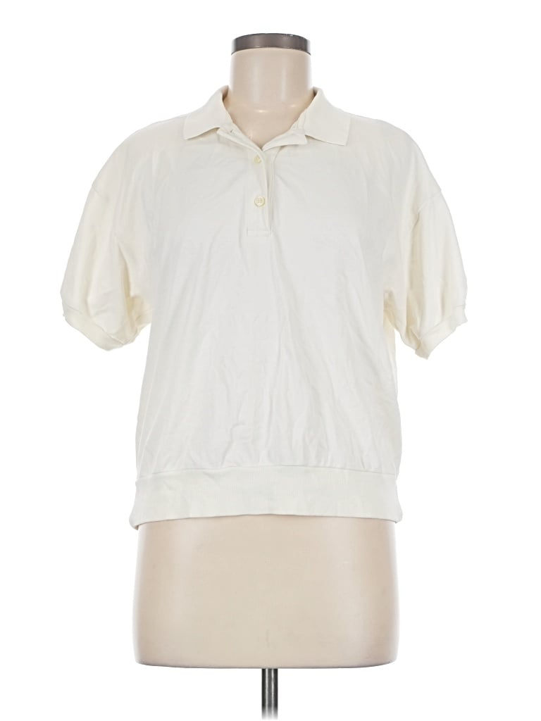 Pre-owned Everlane Short Sleeve Polo Shirt In Ivory