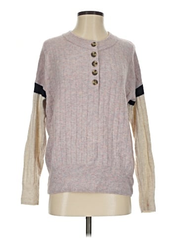 Madewell Striped Bowden Henley Sweater in Coziest Yarn (view 1)