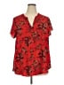 Torrid 100% Polyester Red Short Sleeve Blouse Size 2X Plus (2) - photo 1