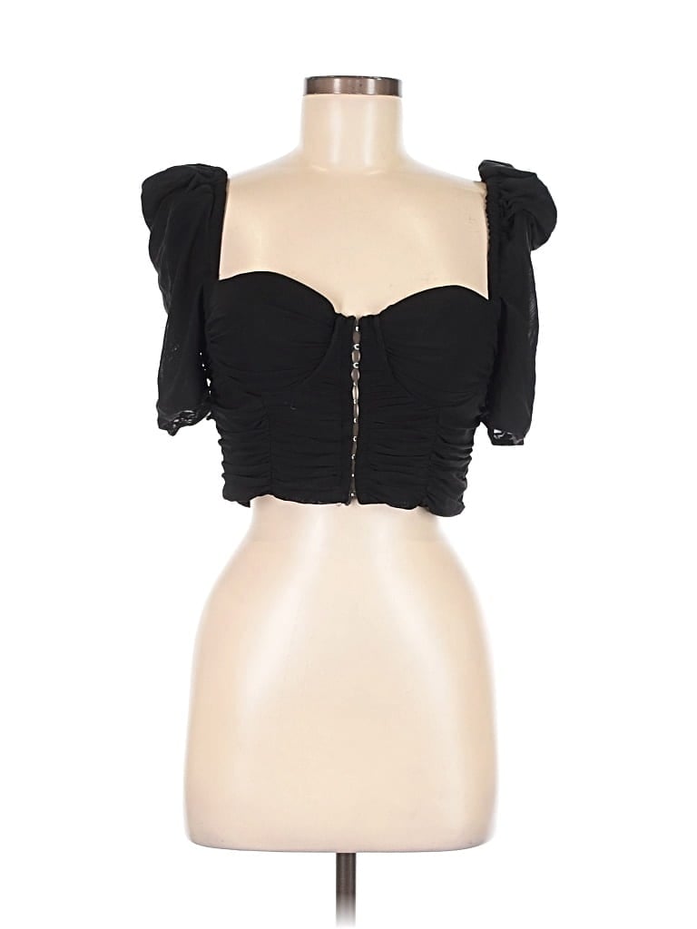 Pre-owned Majorelle Short Sleeve Top Black Sweetheart Neckline Tops