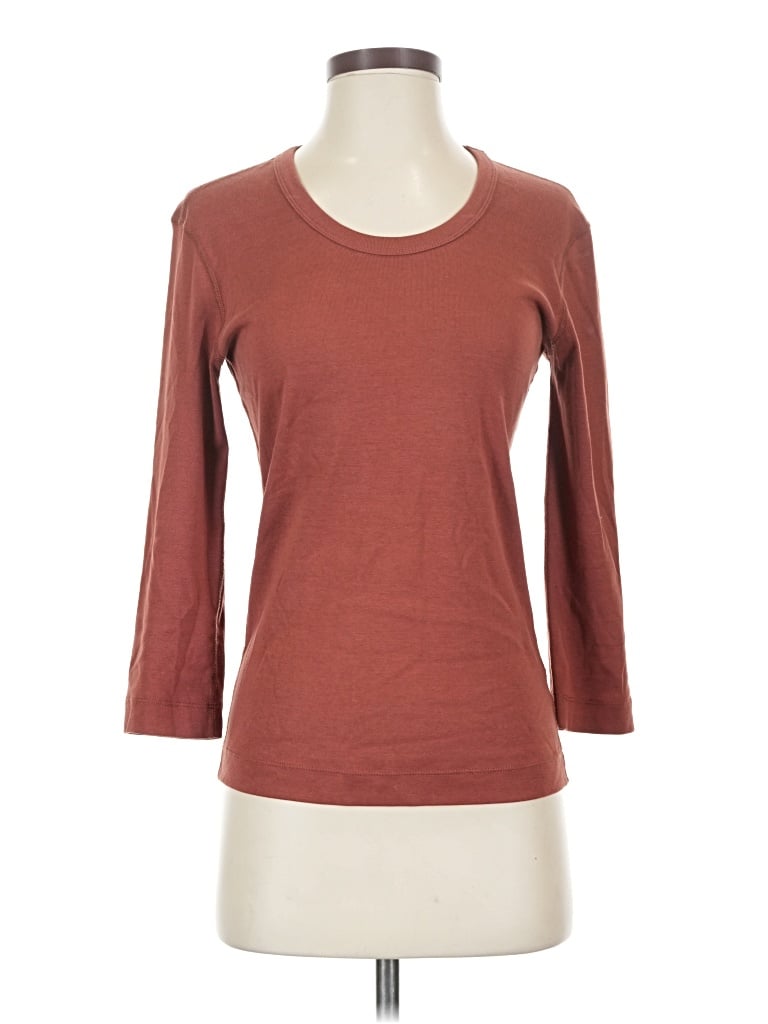 Pre-owned Three Dots 3/4 Sleeve T-shirt In Brown