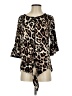 C established 1946 Animal Print Brown 3/4 Sleeve Blouse Size S - photo 1
