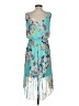 AUW 100% Polyester Floral Teal Casual Dress Size S - photo 2