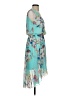 AUW 100% Polyester Floral Teal Casual Dress Size S - photo 4