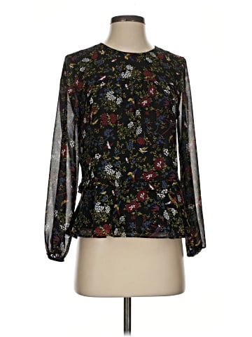 Madewell Sheer-Sleeve Ruffle Peplum Top in Finch Floral (view 1)