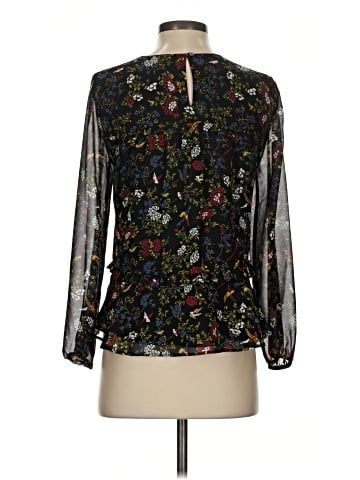 Madewell Sheer-Sleeve Ruffle Peplum Top in Finch Floral (view 2)