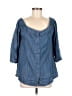 RD Style 100% Lyocell Blue 3/4 Sleeve Button-Down Shirt Size M - photo 1