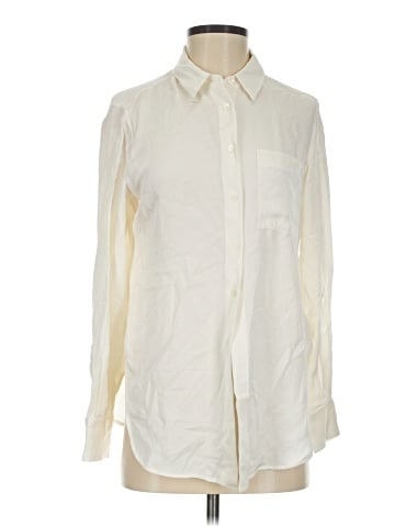 Theory Long Sleeve Silk Top (view 1)