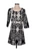 Needle Threads 100% Polyester Graphic Silver Gray Casual Dress Size M - photo 1