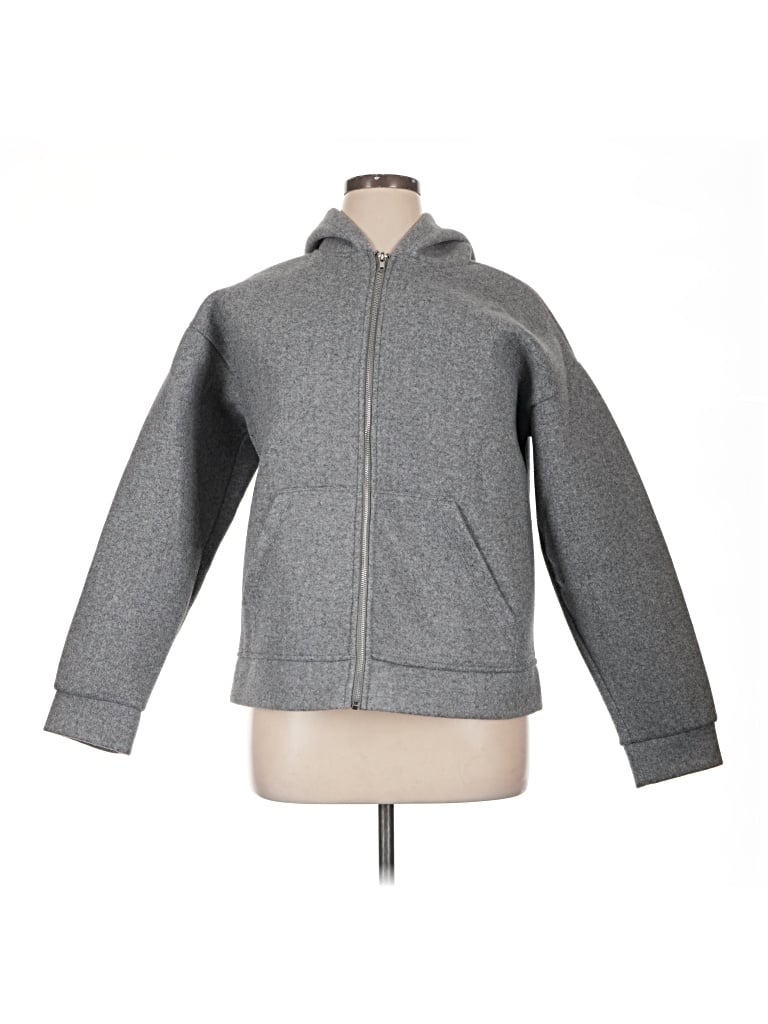 Pre-owned Zara Zip Up Hoodie In Gray