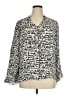 Chico's 100% Viscose Print Ivory Silver 3/4 Sleeve Blouse Size XL (3) - photo 1