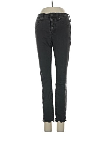 Madewell Petite 9" Mid-Rise Skinny Jeans in Berkeley Black: Button-Through Edition (view 1)