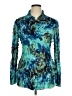 Alberto Makali 100% Polyester Print Teal Long Sleeve Blouse Size XL - photo 1