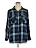 Terra & Sky 100% Viscose Plaid Blue 3/4 Sleeve Button-Down Shirt Size 1X - photo 1