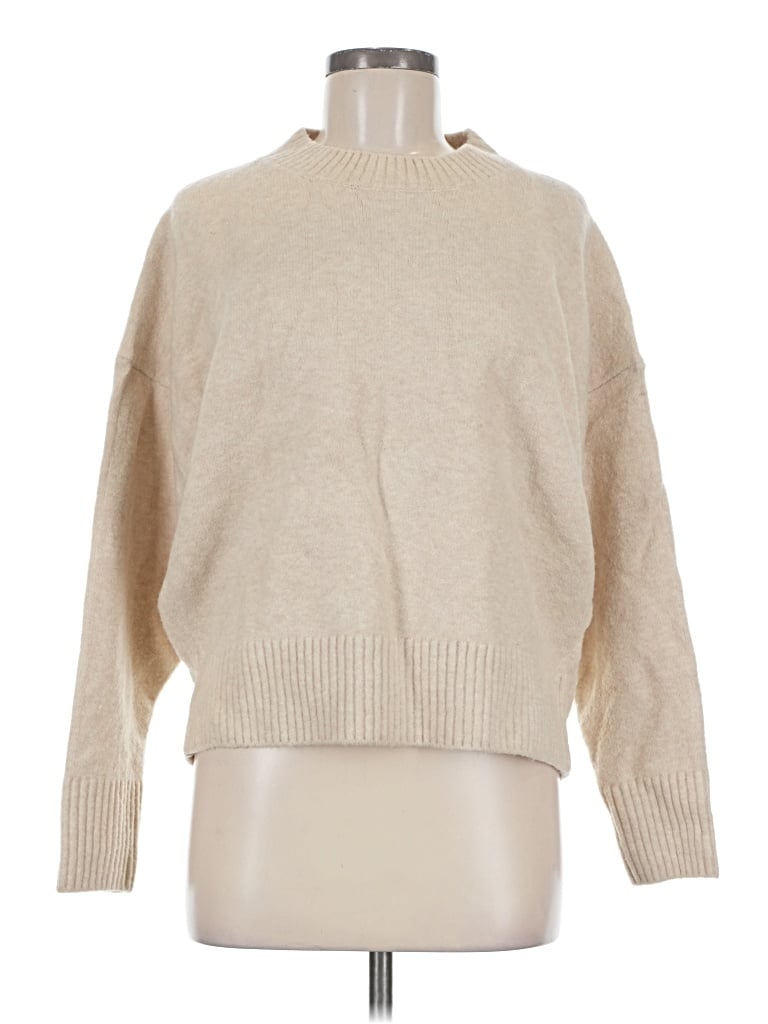 Pre-owned Zara Long Sleeve Top Tan Turtleneck Tops