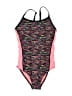 Justice 100% Polyester Tweed Pink One Piece Swimsuit Size 10 - photo 1
