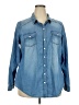 Torrid 100% Cotton Blue Long Sleeve Button-Down Shirt Size 2X Plus (2) - photo 1