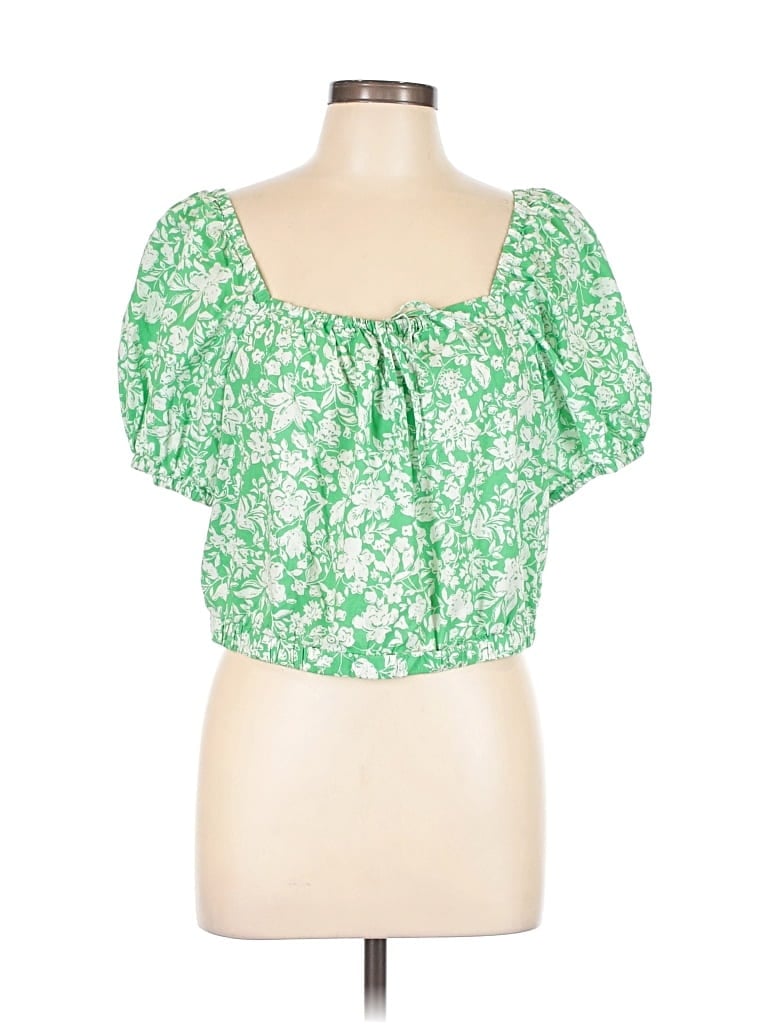 Pre-owned Universal Thread Short Sleeve Blouse In Green