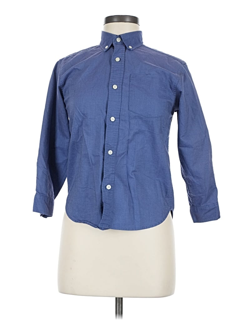 Pre-owned Old Navy 3/4 Sleeve Button Down Shirt In Blue