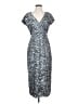 Mac Duggal 100% Polyester Metallic Silver Cocktail Dress Size 4 - photo 1