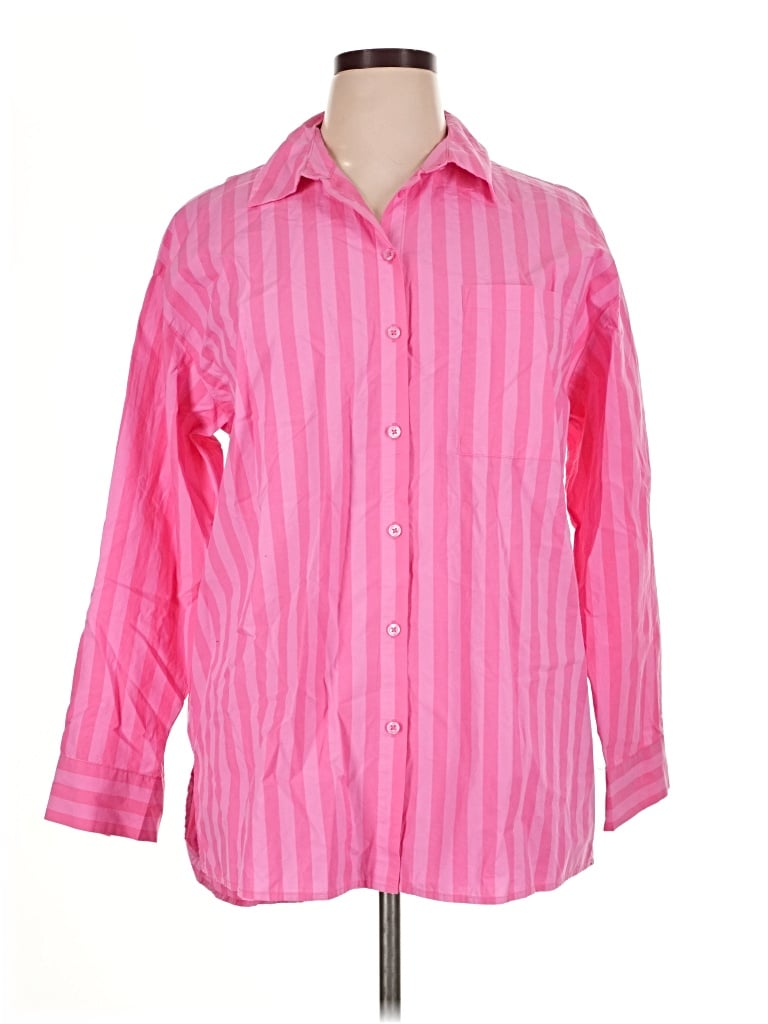 Pre-owned A New Day Long Sleeve Button Down Shirt In Pink