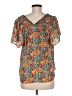 Pleione 100% Polyester Orange Short Sleeve Blouse Size M - photo 2