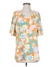 First Love 100% Polyester Orange Short Sleeve Blouse Size S - photo 1