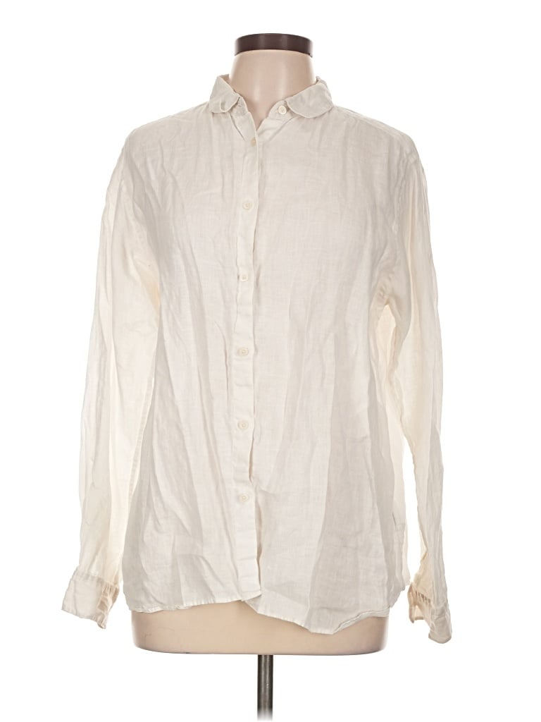 Pre-owned Uniqlo Long Sleeve Button Down Shirt In Ivory