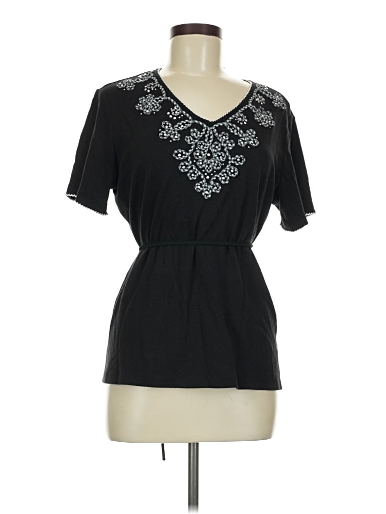 Pre-owned Alfred Dunner Short Sleeve T-shirt In Black