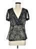 Daisy Fuentes 100% Polyester Silver Short Sleeve Blouse Size M - photo 1